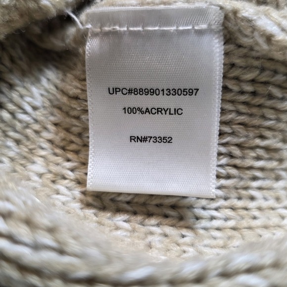 It's Our Time Beige Cable Knit Cowl Neck Sweater Women's M - Picture 6 of 7